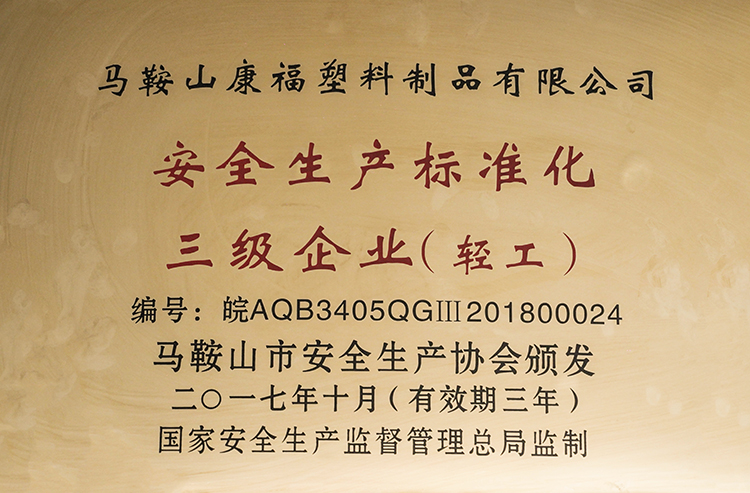 2017年度榮獲安全生產標準化三級企業(yè)（輕工）